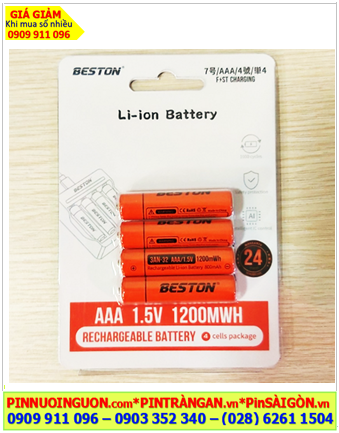 Beston 32-AN/1200mWh, Pin sạc AAA 1.5v Lithium Beston 32-AN/1200mWh (Vỉ 4 viên)	